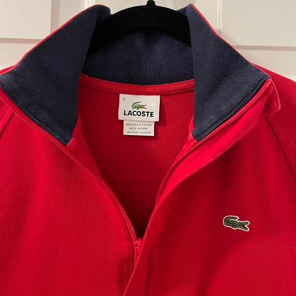 Lacoste Quarter-Zip Sweatshirt - Size 3 (S) - Red - Picture 7 of 13
